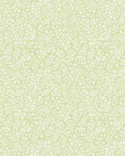 New White Flowers on Green Flat Wrap