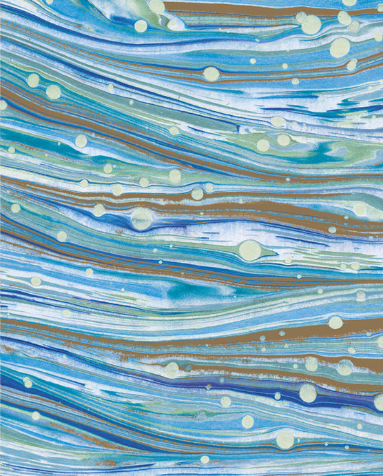 New Blue Marbled Print Flat Wrap